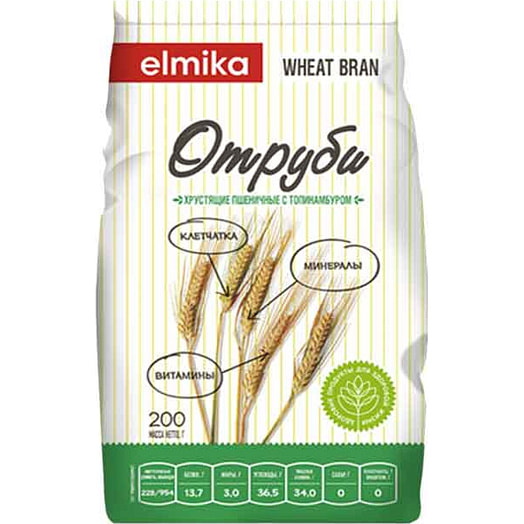Отруби Эльмика 200г хрустящие пшеничные с топинамбуром Россия