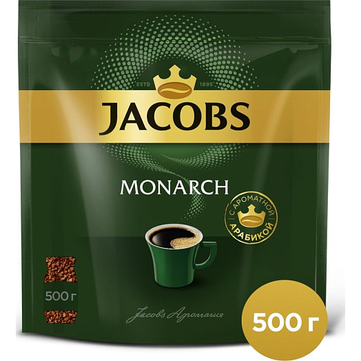 Кофе Jacobs Monarch 500г пакет натуральный раствор/сублимир. Россия