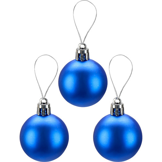 Набор ёлочных шаров Новогоднее настроение (4см, 25шт, серебро/синий (морозный узор) арт.НУ-3437 Китай