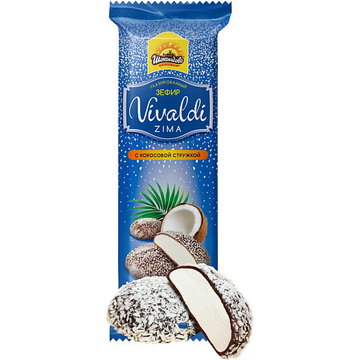 Зефир глазир с кокосовой стружкой Vivaldi zima 95г ООО Монтбрук Беларусь