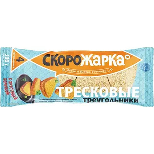 П/ф Треугольники из рыбы тресковых пород 300г Юниант Россия Скорожарка