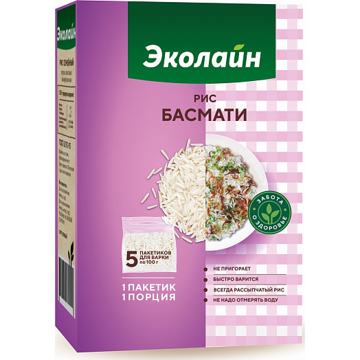 Рис Басмати 500г 5*100г ОДО ЭколайнГрупп Пакистан
