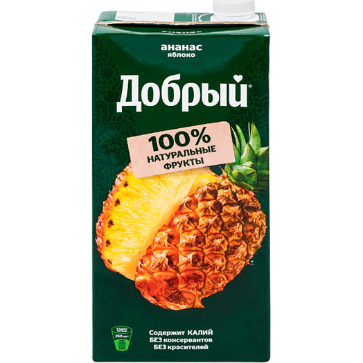 Нектар Добрый из ананасов и яблок 2л АО Мултон Россия Добрый