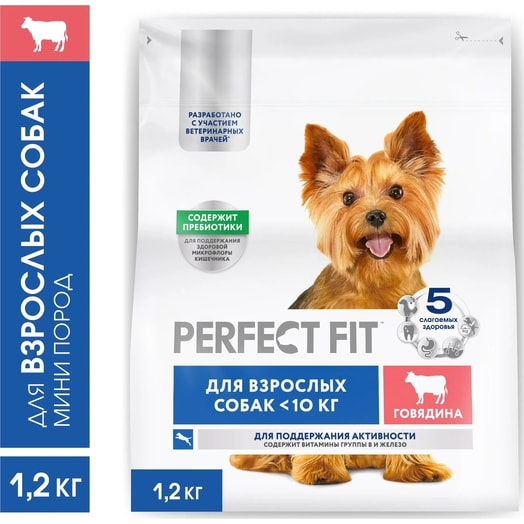 Корм сухой Perfect Fit Говядина для активности для взр мелких собак 1.2кг ООО Марс Россия Perfect Fit
