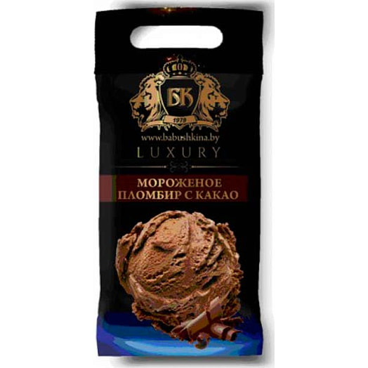 Мороженое пломбир LUXURY 15% 900г ПЭТ с какао ОАО Бабушкина крынка Беларусь LUXURY