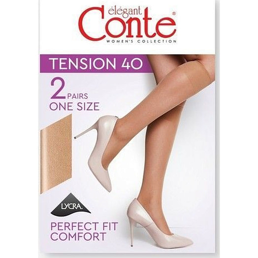 Получулки (гольфы) женские Conte Elegant Tension 40 (2 пары) 1 сорт р.23-25, nero арт.8С-2 СП Беларусь