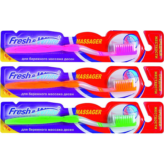 Зубная щетка Fresh&White massager средней жесткости Китай