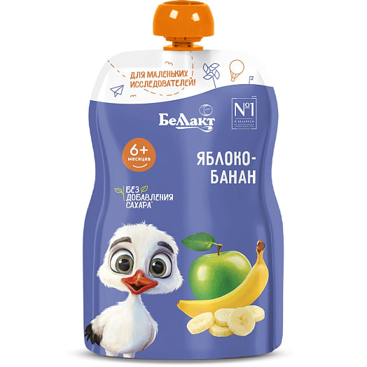 Пюре для дет/питания Беллакт яблоко, банан 90г дой-пак Беларусь