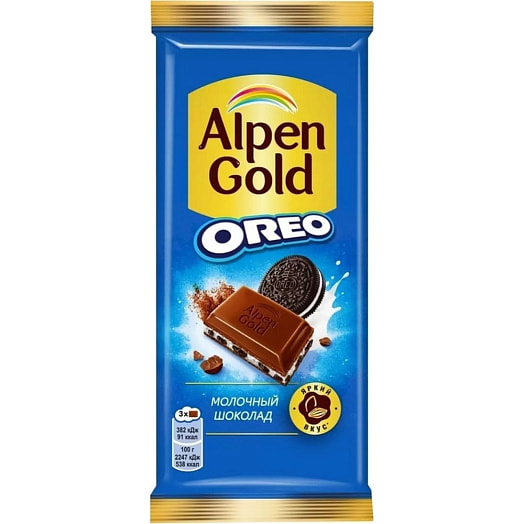Шоколад молочный Альпен Гольд Орео 85г ваниль,печенье Мондэлис Русь ООО  Россия Альпен Гольд | Купить с доставкой | Перекресток