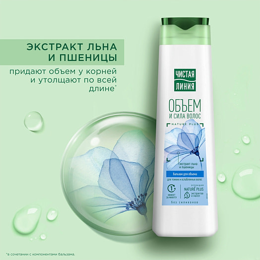 Бальзам-ополаскиватель 380мл Объём и сила пшеница со льном Unilever Россия Чистая линия
