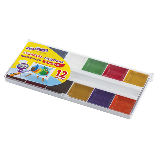 Краски акварельные Школьные Юнландия 12 цветов, медовые арт.191527 Россия