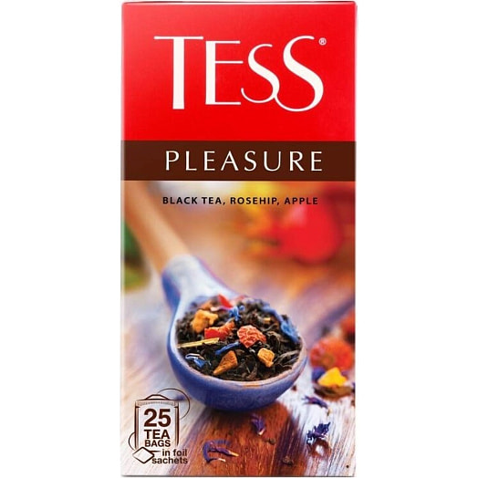 Чай Tess Pleasure черный 37.5г шиповник-яблоко (25пак*1.5г) Орими Россия