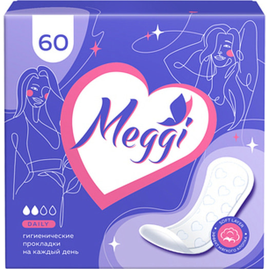 Гигиенические прокладки ежедневные Meggi Panti Soft 60шт ООО Кампари Беларусь Meggi