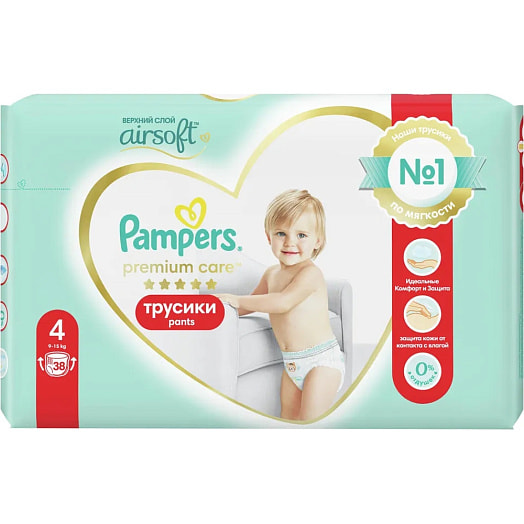 Трусики Памперс Premium макси (9-15кг) 38шт PG Россия