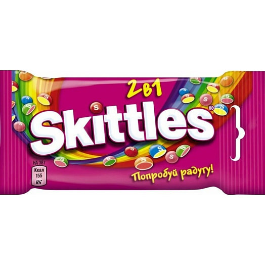 Жевательные конфеты Skittles 38г в сахарной глазури 2в1 Россия