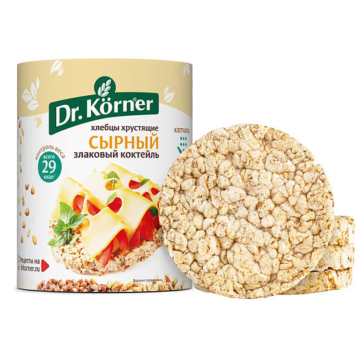 Хлебцы Хлебцы хрустящие Dr.Korner 100г злаковый коктейль сырный Россия