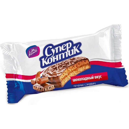 Печенье-сэндвич Супер-Контик 100г шоколадный вкус Россия