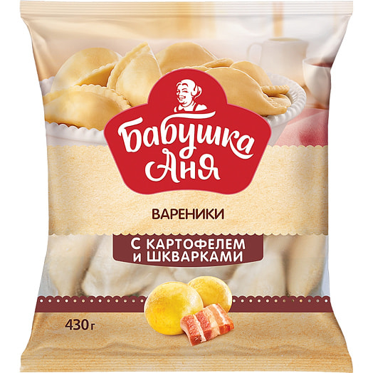 Вареники Бабушка Аня с картофелем и шкварками 430г СП Санта Импэкс Брест Беларусь Бабушка Аня