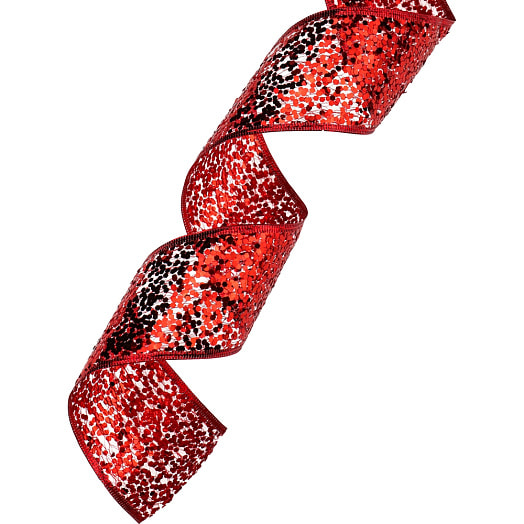 Новогодняя лента Красный блеск (6,3см*270см) арт.ЛП-5337 Китай