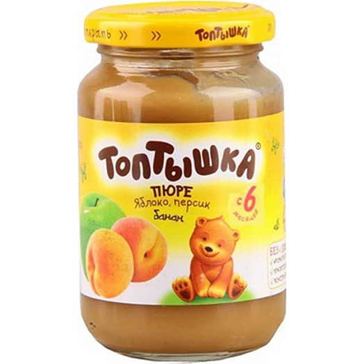 Пюре Топтышка из персиков, яблок и бананов 190г ст/б с 6мес Малоритский КОСЗ Беларусь