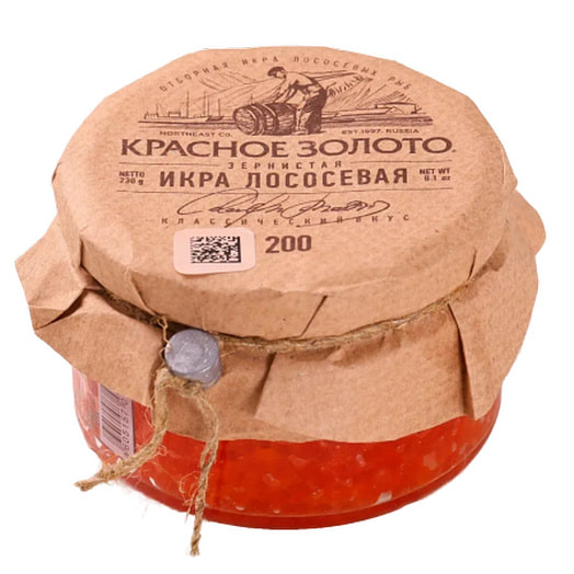 Икра лососевая тихоокеанская зернистая соленая 200г ст/б ООО ГК Красное золото Россия