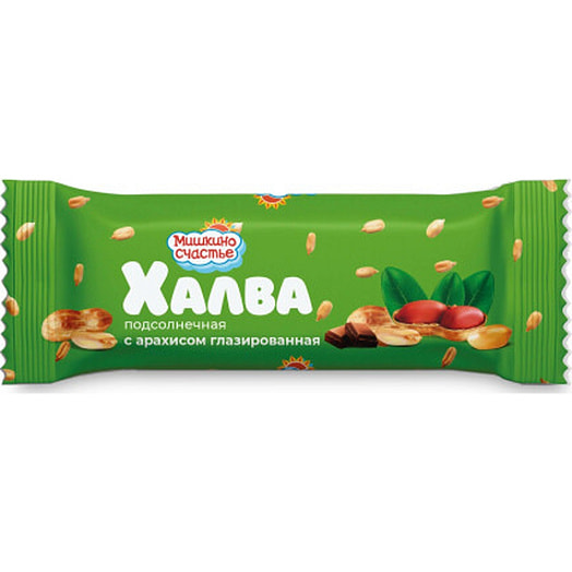 Халва подсолнечная 50г ПЭТ с арахисом глазир. ООО СТЕПЬ-Инвестиции Россия Мишкино счастье