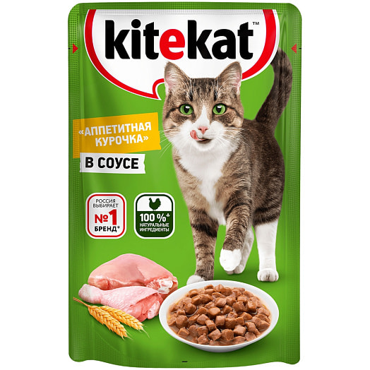 Влажный корм Kitekat д/кошек курица в соусе 85г Россия