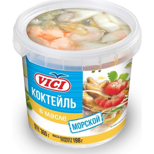 Коктейль Морской из морепродуктов с креветками в масле 360г п/у ООО Вичюнай-Русь Россия Vici