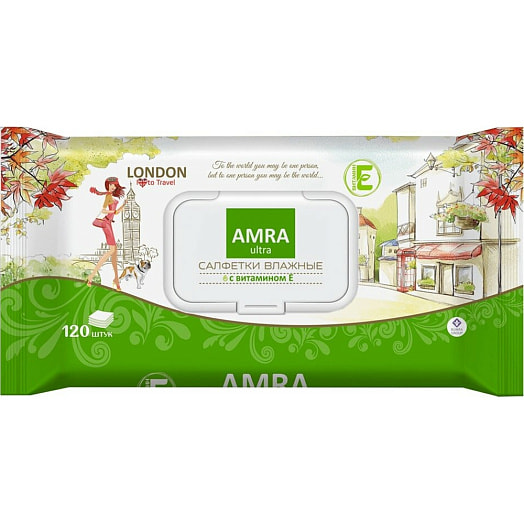 Салфетки влажные LONDON освежающие 120 штук ООО Бумфа Групп Россия AMRA
