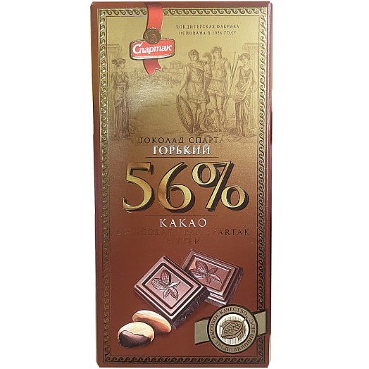 Шоколад горький 56% 85г пенал СП ОАО Спартак Беларусь Спартак