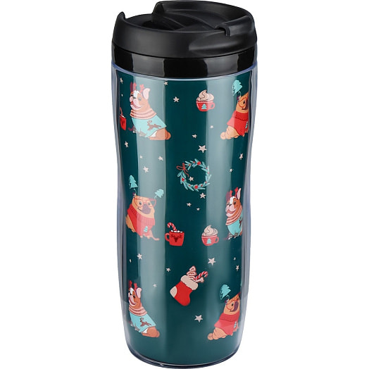 Термокружка Пёсики празднуют Новый год 350мл арт.НГ-6280 Китай