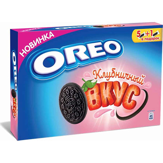 Печенье Oreo 228г с какао и начинкой со вкусом клубники Россия