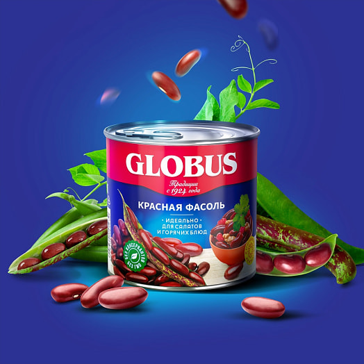 Фасоль красная Глобус 400г консервированная Россия