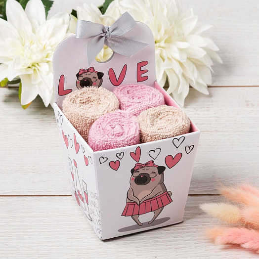 Набор махровых декор салфеток Love 30*30см 4шт арт.5516714 Россия