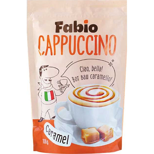Напиток кофейный Fabio Cappuccino Сaramel 100г растворимый ООО АВД продакшн Беларусь Fabio