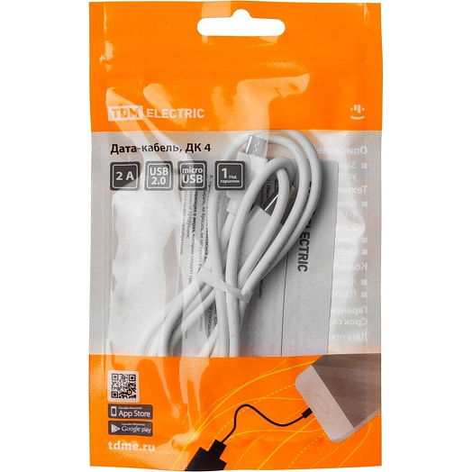 Дата-кабель ДК4 USB - micro USB, 1м, белый арт.SQ1810-0304 Китай tdm