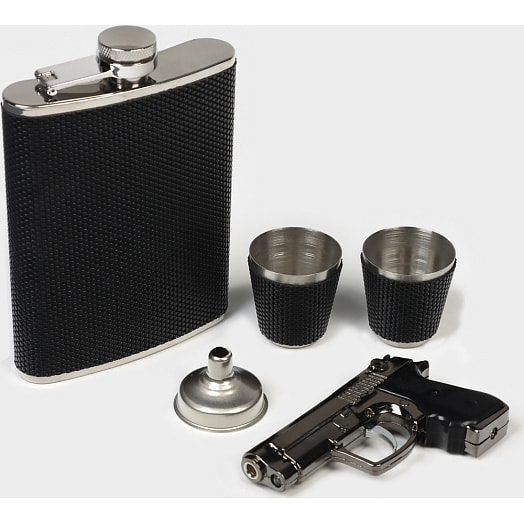 Набор 5в1 (фляжка, стопка, воронка, зажигалка) арт.7450101 Китай