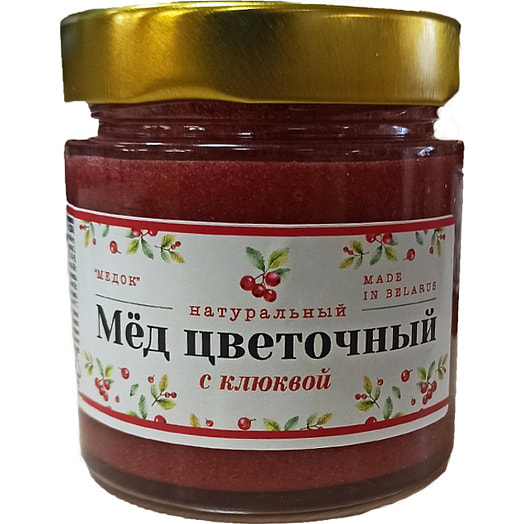 Мед натуральный 250г ст/б с клюквой ЧП Дом меда-м Беларусь медок