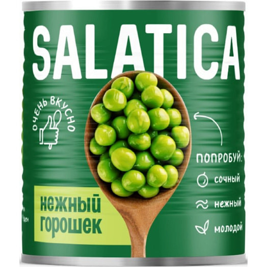 Горошек зеленый SALATICA из мозговых сортов в/с 400г ж/б стерилиз. ООО Кубанский КК Россия