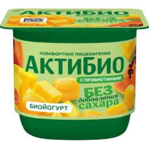 Биойогурт Актибио обог бакт B. Lactis Манго, папайя без сахара 3% 130г АО Эйч Энд Эн Россия