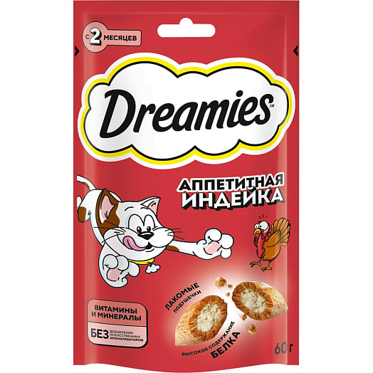 Лакомство Dreamies Индейка для взр кошек 60г ООО Марс Россия Dreamies