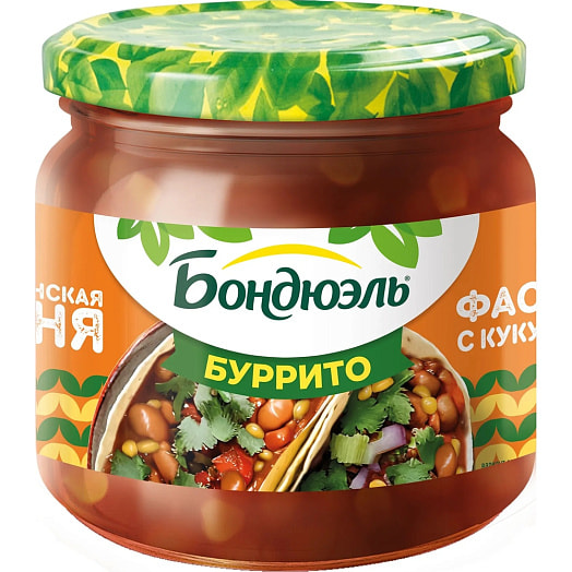 Фасоль красная с кукурузой по-мексикански в соусе Буррито 360г ст/б ООО Бондюэль-Кубань Россия Бондюэль
