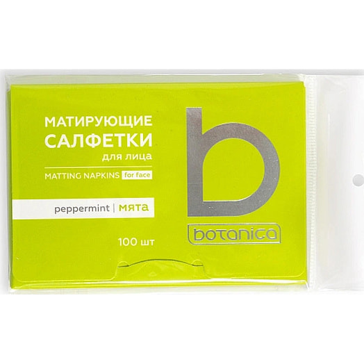 Матирующие салфетки для лица мята 100шт Китай Botanica