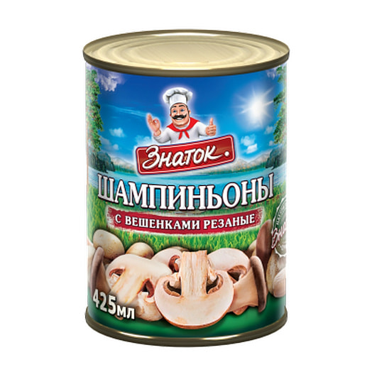 Шампиньоны с вешенками Знаток резанные 400г ж/б Китай Знаток
