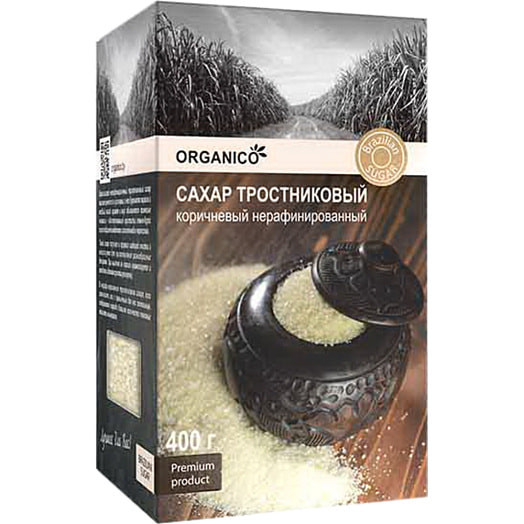 Сахар-песок Сахар ORGANICO Тростниковый 400г карт/уп коричневый USINA MONTE ALEGRE SA OB ENERG Бразилия