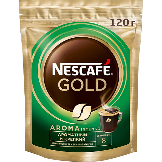Кофе Нескафе Голд Арома Интенсо раствор/сублимир с доб молотого 120г (пакет) ООО Нестле Кубань Россия