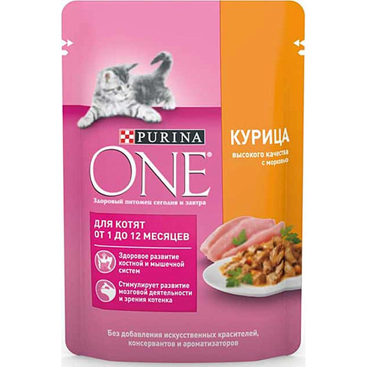 Корм ONE PURINA 75г пауч д/котят, курица ООО Нестле Россия Россия Purina