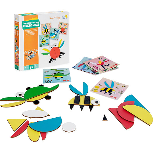 Игра настольная обучающая (дидактическая) Геометрическая мозаика арт.WGM Мастер Вуд Игрушка Беларусь
