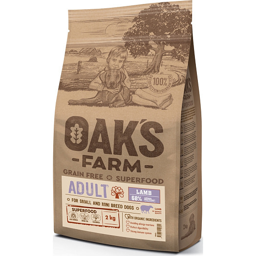 Корм для собак беззерновой OAK S Ягненок 2кг Литва
