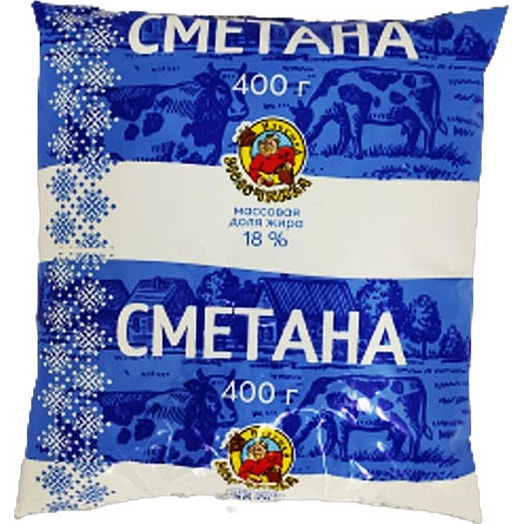 Сметана 18% 400г пл. Шкловский МЗ Беларусь Избушка молочника
